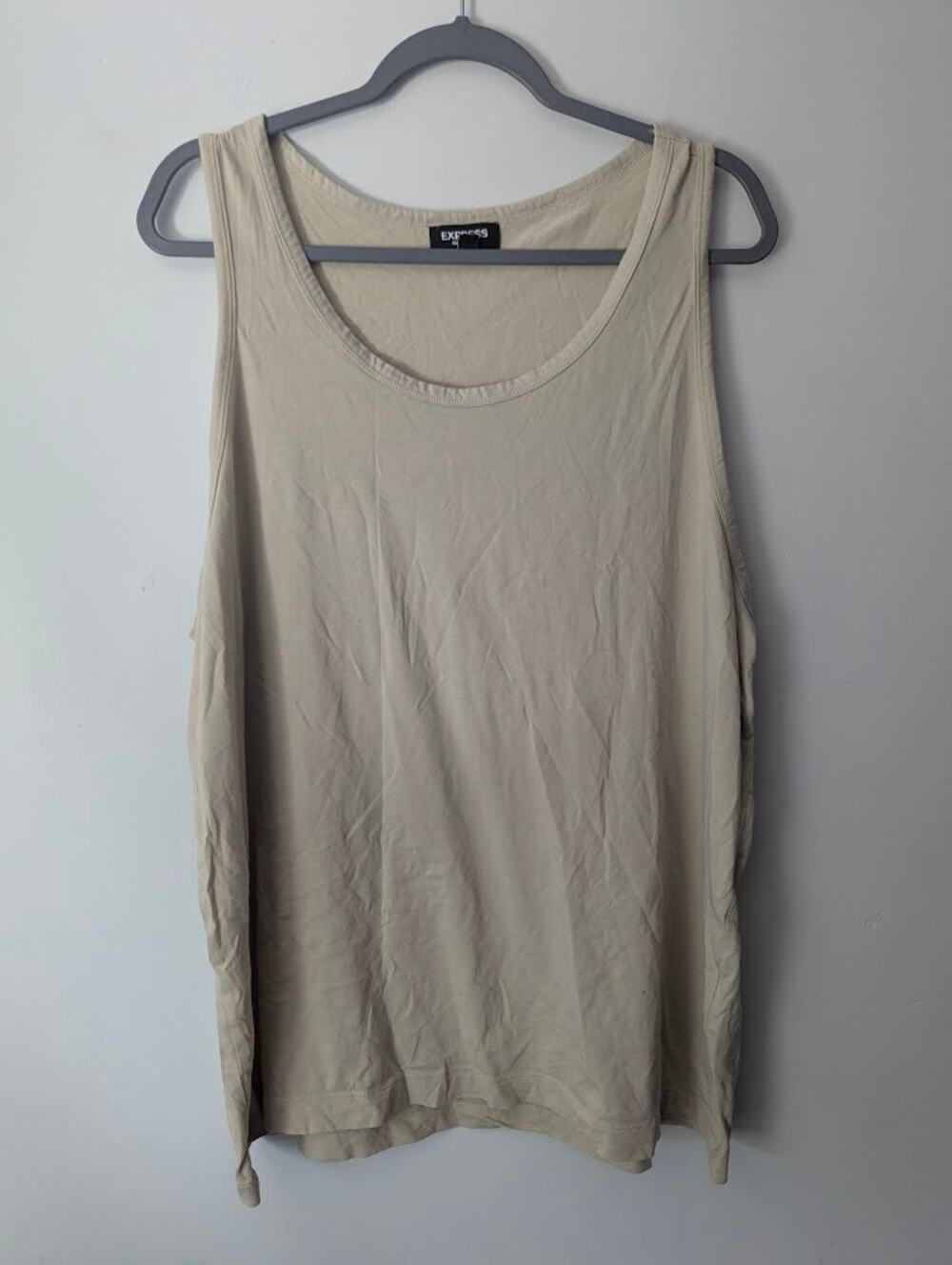 Express Pima Cotton Tank Top Men’s Large Tan Beige Sleeveless Shirt